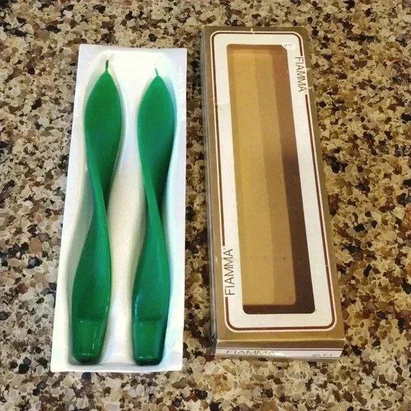 Vintage Fiamma Green twisted candles - Picture 1 of 7